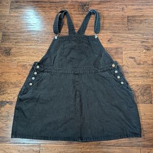 Shiny By Nature Black Heart Denim Overall Dress Size 2XL